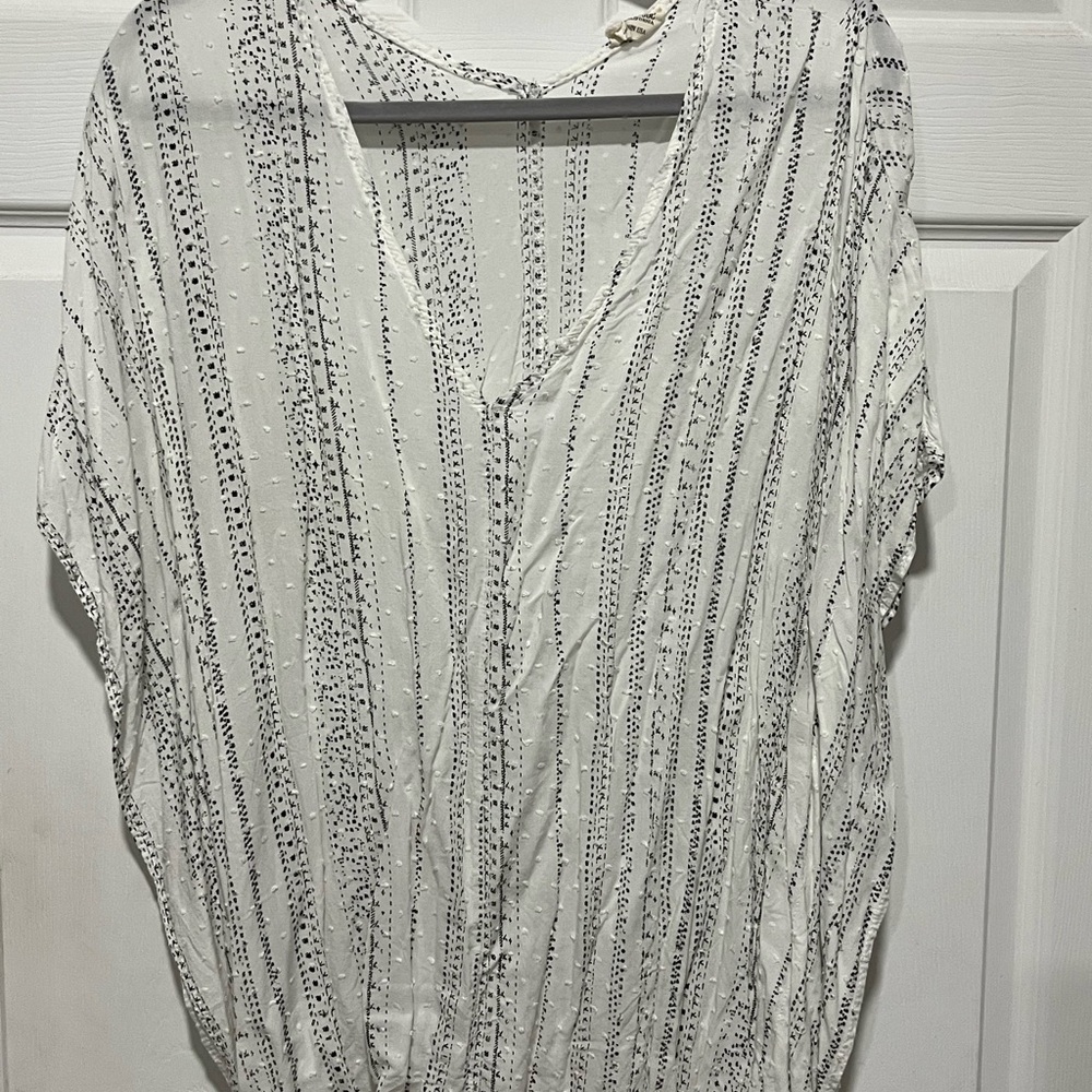 Boutique White and Black Striped Women's Top